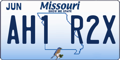 MO license plate AH1R2X