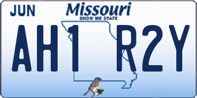 MO license plate AH1R2Y