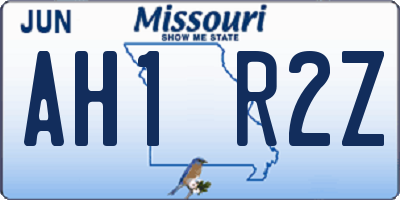 MO license plate AH1R2Z