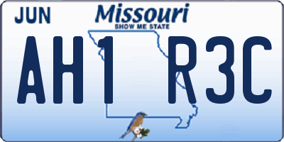 MO license plate AH1R3C