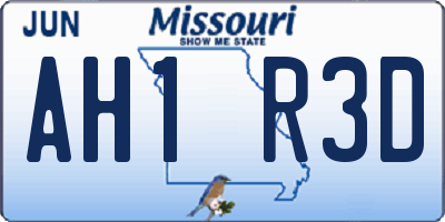 MO license plate AH1R3D