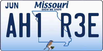 MO license plate AH1R3E