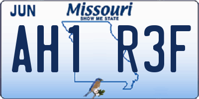 MO license plate AH1R3F