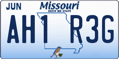 MO license plate AH1R3G