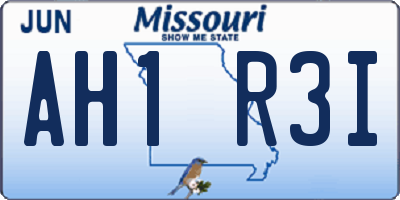 MO license plate AH1R3I