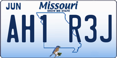 MO license plate AH1R3J