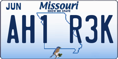 MO license plate AH1R3K