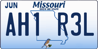 MO license plate AH1R3L