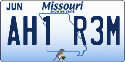 MO license plate AH1R3M