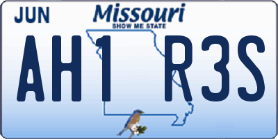 MO license plate AH1R3S