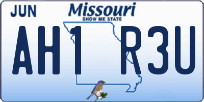 MO license plate AH1R3U