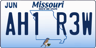 MO license plate AH1R3W