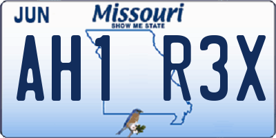 MO license plate AH1R3X