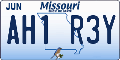 MO license plate AH1R3Y