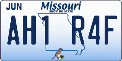 MO license plate AH1R4F