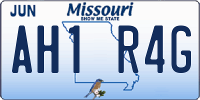 MO license plate AH1R4G