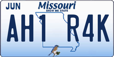 MO license plate AH1R4K