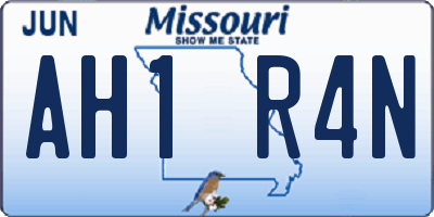 MO license plate AH1R4N