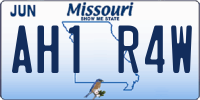 MO license plate AH1R4W