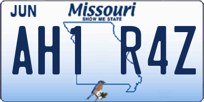 MO license plate AH1R4Z