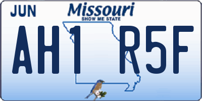 MO license plate AH1R5F