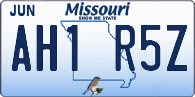 MO license plate AH1R5Z