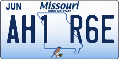 MO license plate AH1R6E