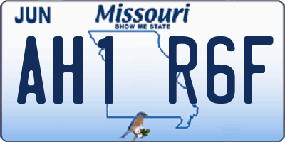 MO license plate AH1R6F