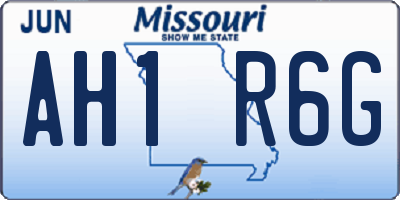 MO license plate AH1R6G