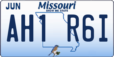 MO license plate AH1R6I