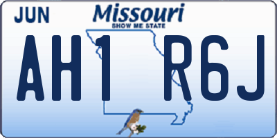 MO license plate AH1R6J