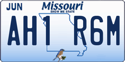 MO license plate AH1R6M