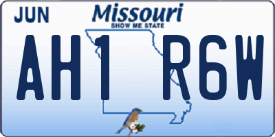 MO license plate AH1R6W