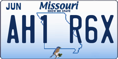 MO license plate AH1R6X