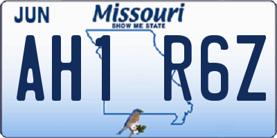 MO license plate AH1R6Z