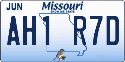 MO license plate AH1R7D