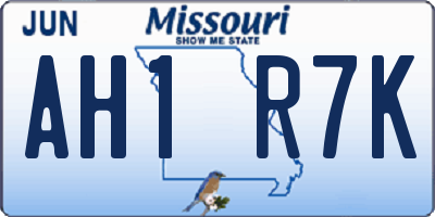 MO license plate AH1R7K