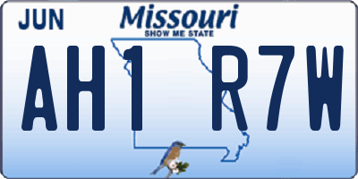 MO license plate AH1R7W