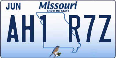 MO license plate AH1R7Z