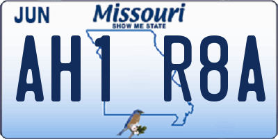 MO license plate AH1R8A