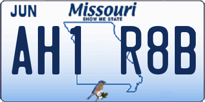 MO license plate AH1R8B