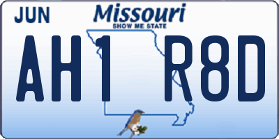 MO license plate AH1R8D