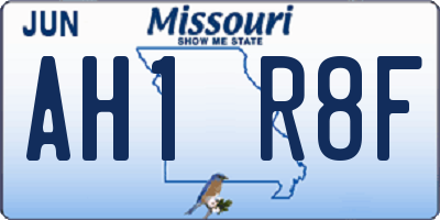 MO license plate AH1R8F