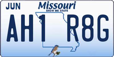 MO license plate AH1R8G