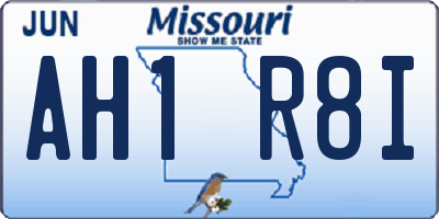 MO license plate AH1R8I