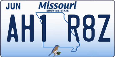 MO license plate AH1R8Z