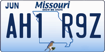 MO license plate AH1R9Z