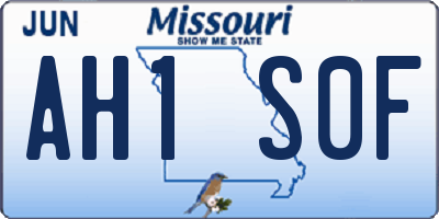 MO license plate AH1S0F