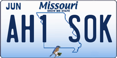 MO license plate AH1S0K