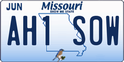 MO license plate AH1S0W